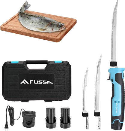 12V Cordless Electric Fillet Knife for Fish, 8" & 10" Sharp Blades