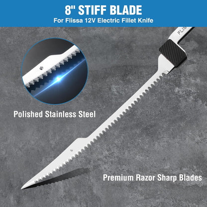 12V Cordless Electric Fillet Knife for Fish, 8" & 10" Sharp Blades