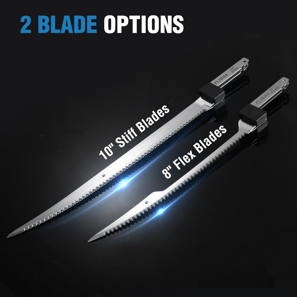 12V Cordless Electric Fillet Knife for Fish, 8" & 10" Sharp Blades