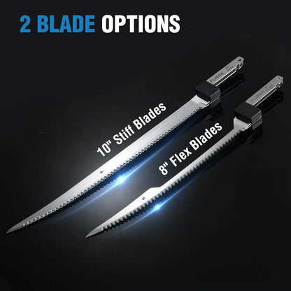 12V Cordless Electric Fillet Knife for Fish, 8" & 10" Sharp Blades