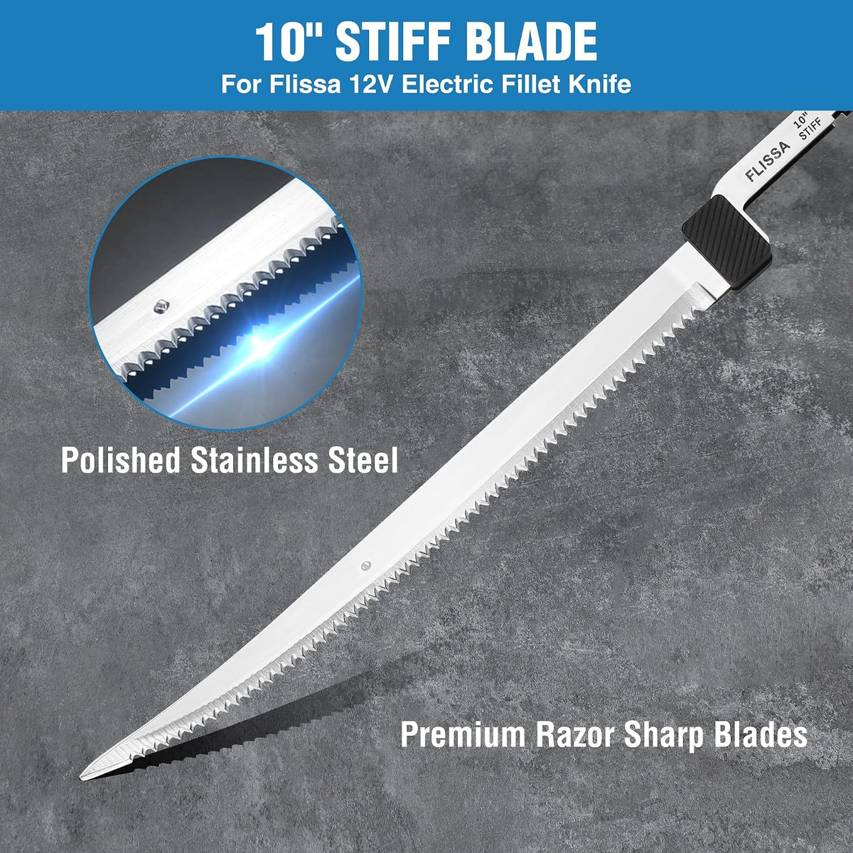 12V Cordless Electric Fillet Knife for Fish, 8" & 10" Sharp Blades