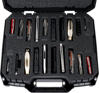 60 Folding Knife Carrying Case - Hard Sided Travel & Storage Organizer Fits Variety of Knives in Lockable Rugged Case