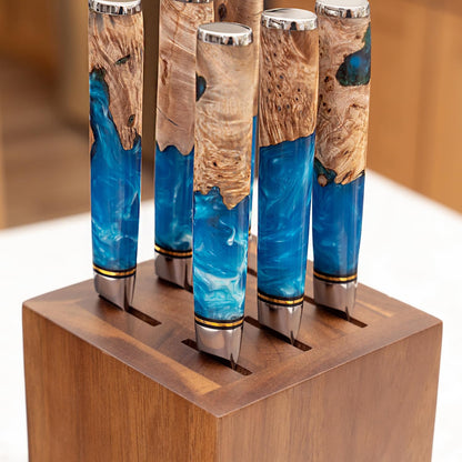 SENKEN Rotating Magnetic Knife Block without Knives, Natural Acacia Hardwood - 360 Degrees Rotation - Ultra Strong Neodymium Magnets, Universal Knife Holder & Storage (Rotating Magnetic Block)