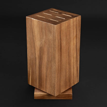 SENKEN Rotating Magnetic Knife Block without Knives, Natural Acacia Hardwood - 360 Degrees Rotation - Ultra Strong Neodymium Magnets, Universal Knife Holder & Storage (Rotating Magnetic Block)