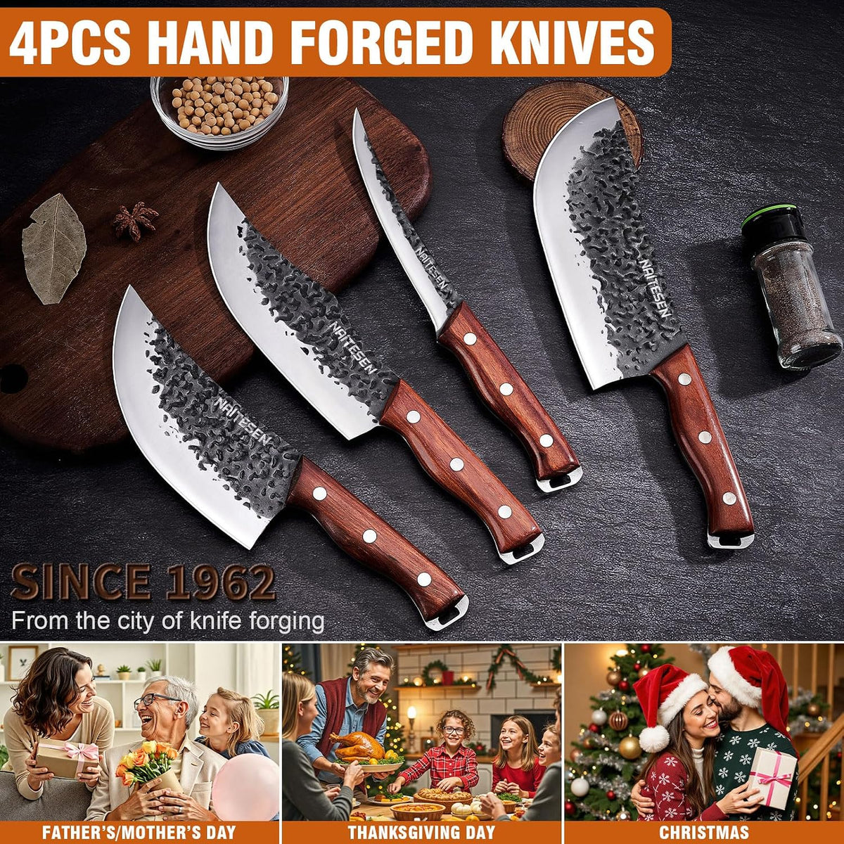 Butcher Knife and Kitchen Knife Set with Gift Box