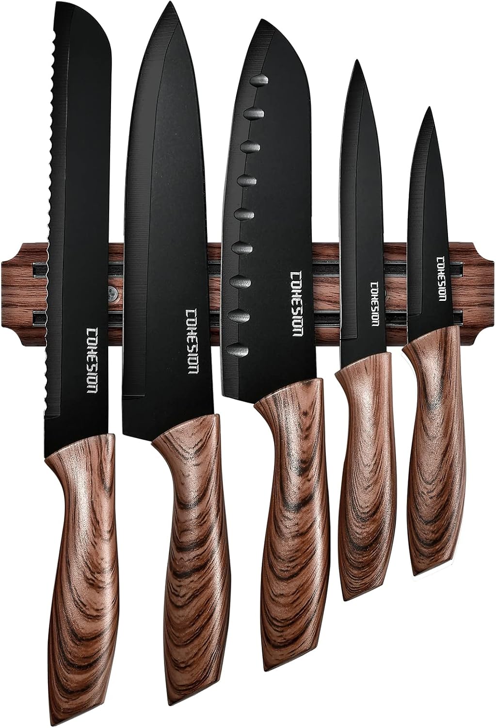 5 PCS Kitchen Knife Set with Magnetic Knife Holder for Wall, Ultra Sharp Chef Boxed Knife Set With Sheathes for Multipurpose Cooking with Ergonomic Handle