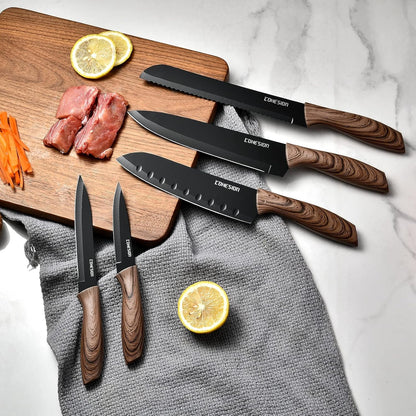 5 PCS Kitchen Knife Set with Magnetic Knife Holder for Wall, Ultra Sharp Chef Boxed Knife Set With Sheathes for Multipurpose Cooking with Ergonomic Handle