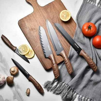 5 PCS Kitchen Knife Set with Magnetic Knife Holder for Wall, Ultra Sharp Chef Boxed Knife Set With Sheathes for Multipurpose Cooking with Ergonomic Handle