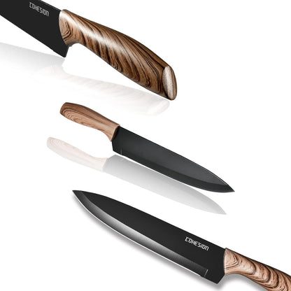 5 PCS Kitchen Knife Set with Magnetic Knife Holder for Wall, Ultra Sharp Chef Boxed Knife Set With Sheathes for Multipurpose Cooking with Ergonomic Handle