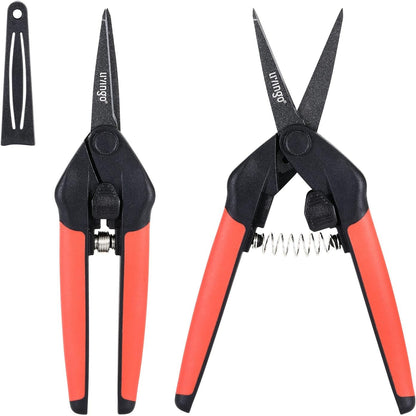 Garden Pruning Shears 2 Pack with Sharp Stainless Steel Blades | Spring Loaded Handles, 6.5" Non-Stick Teflon Coated Scissors for Trimming Flowers, Plants & Garden Branches
