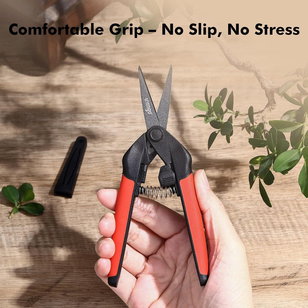 Garden Pruning Shears 2 Pack with Sharp Stainless Steel Blades | Spring Loaded Handles, 6.5" Non-Stick Teflon Coated Scissors for Trimming Flowers, Plants & Garden Branches