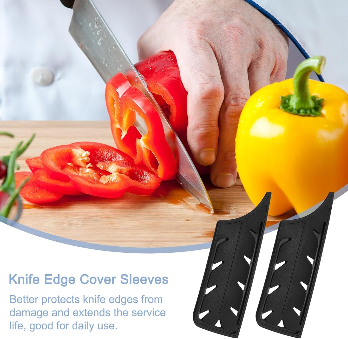 Knife Cover Sleeves Blade Edge Guards for 7" Chopping Knife Blade Edge Protector Universal Knife Sheath for Kitchen, Black