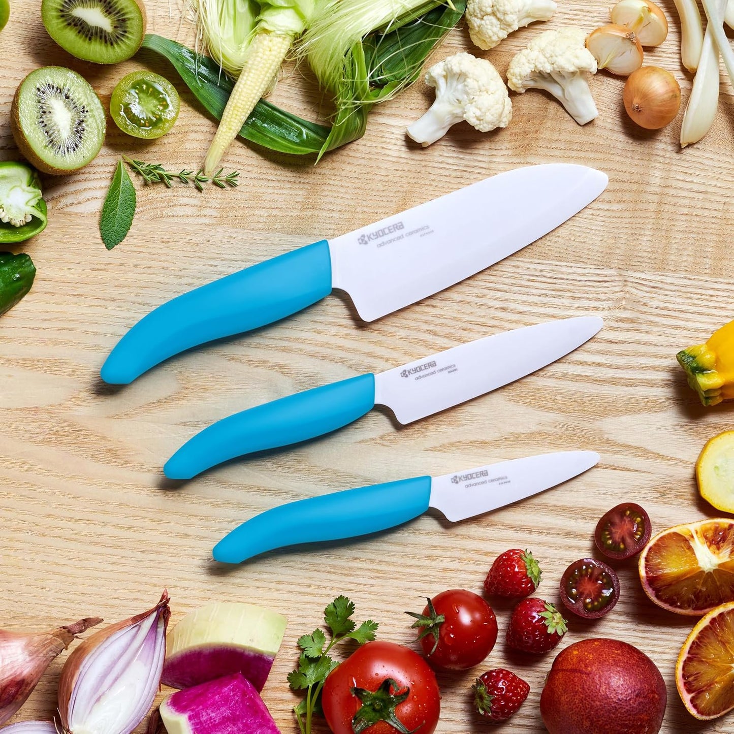 FK-3PC-SE Advanced ceramic Revolution Series Knife Set, Blade Sizes: 5.5", 4.5", 3", Pink, 3Piece | Revolution 3-Piece Ceramic Knife Set: 5.5" Santoku, 4.5" Utility, 3" Paring Knives – Ultra-Sharp Zirconia Blades