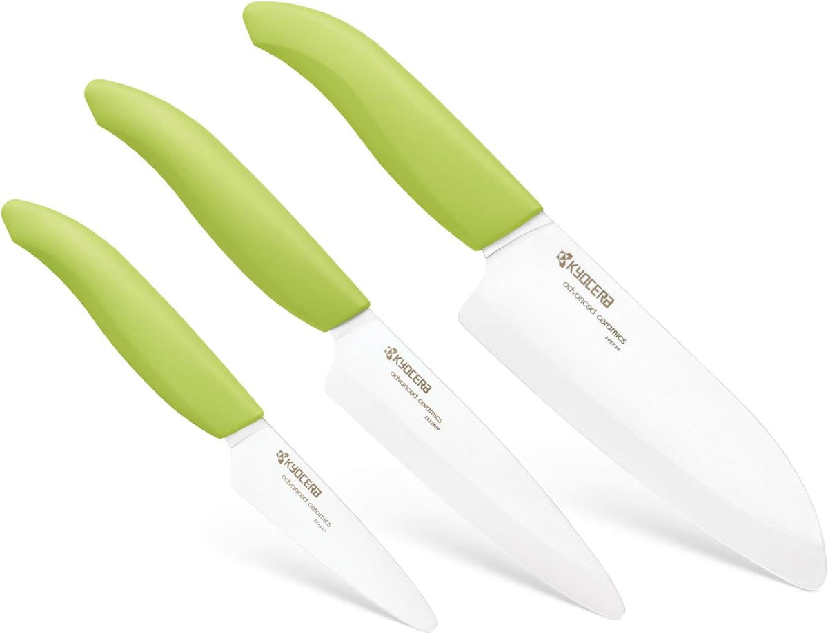 FK-3PC-SE Advanced ceramic Revolution Series Knife Set, Blade Sizes: 5.5", 4.5", 3", Pink, 3Piece | Revolution 3-Piece Ceramic Knife Set: 5.5" Santoku, 4.5" Utility, 3" Paring Knives – Ultra-Sharp Zirconia Blades