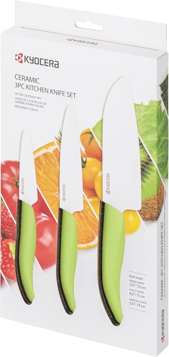 FK-3PC-SE Advanced ceramic Revolution Series Knife Set, Blade Sizes: 5.5", 4.5", 3", Pink, 3Piece | Revolution 3-Piece Ceramic Knife Set: 5.5" Santoku, 4.5" Utility, 3" Paring Knives – Ultra-Sharp Zirconia Blades