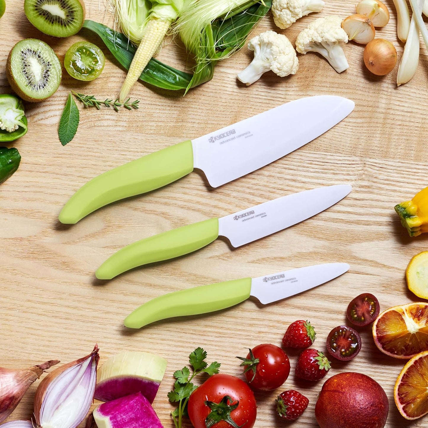 FK-3PC-SE Advanced ceramic Revolution Series Knife Set, Blade Sizes: 5.5", 4.5", 3", Pink, 3Piece | Revolution 3-Piece Ceramic Knife Set: 5.5" Santoku, 4.5" Utility, 3" Paring Knives – Ultra-Sharp Zirconia Blades
