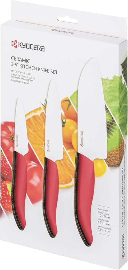 FK-3PC-SE Advanced ceramic Revolution Series Knife Set, Blade Sizes: 5.5", 4.5", 3", Pink, 3Piece | Revolution 3-Piece Ceramic Knife Set: 5.5" Santoku, 4.5" Utility, 3" Paring Knives – Ultra-Sharp Zirconia Blades