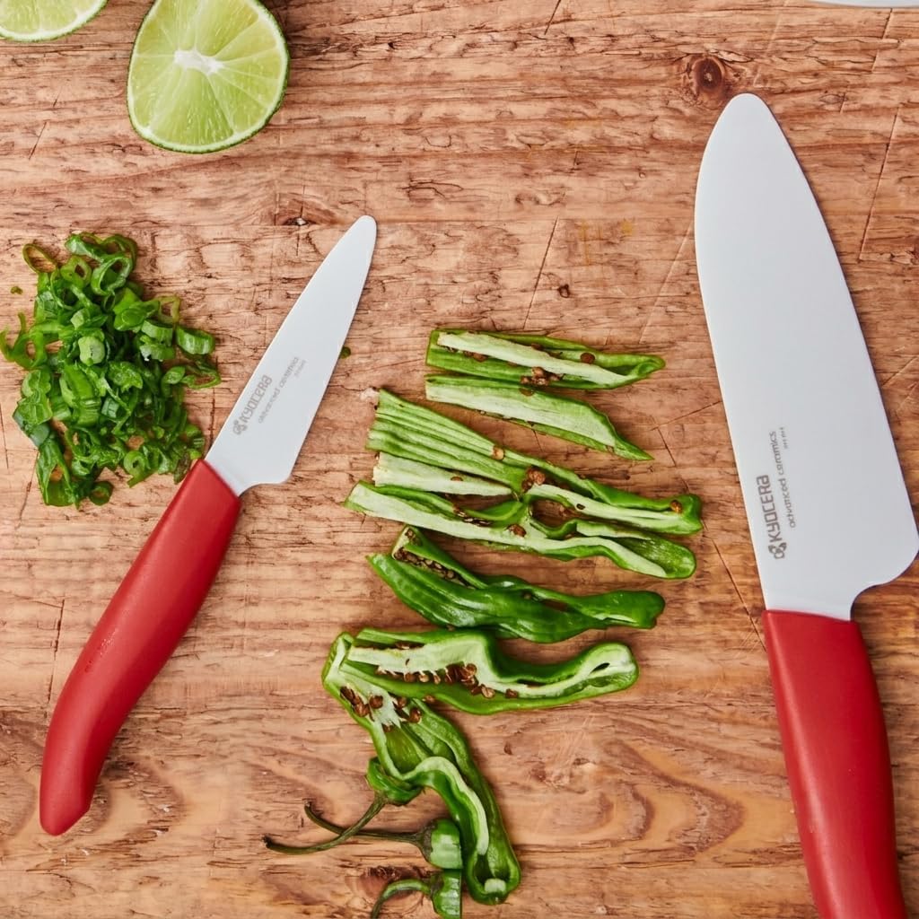 FK-3PC-SE Advanced ceramic Revolution Series Knife Set, Blade Sizes: 5.5", 4.5", 3", Pink, 3Piece | Revolution 3-Piece Ceramic Knife Set: 5.5" Santoku, 4.5" Utility, 3" Paring Knives – Ultra-Sharp Zirconia Blades
