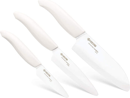 FK-3PC-SE Advanced ceramic Revolution Series Knife Set, Blade Sizes: 5.5", 4.5", 3", Pink, 3Piece | Revolution 3-Piece Ceramic Knife Set: 5.5" Santoku, 4.5" Utility, 3" Paring Knives – Ultra-Sharp Zirconia Blades