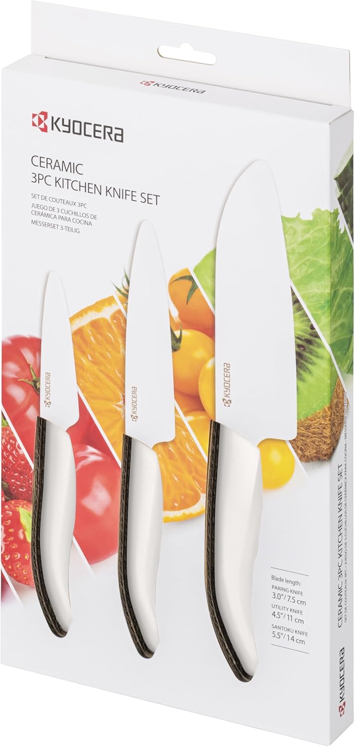 FK-3PC-SE Advanced ceramic Revolution Series Knife Set, Blade Sizes: 5.5", 4.5", 3", Pink, 3Piece | Revolution 3-Piece Ceramic Knife Set: 5.5" Santoku, 4.5" Utility, 3" Paring Knives – Ultra-Sharp Zirconia Blades
