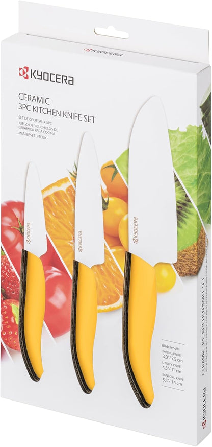 FK-3PC-SE Advanced ceramic Revolution Series Knife Set, Blade Sizes: 5.5", 4.5", 3", Pink, 3Piece | Revolution 3-Piece Ceramic Knife Set: 5.5" Santoku, 4.5" Utility, 3" Paring Knives – Ultra-Sharp Zirconia Blades