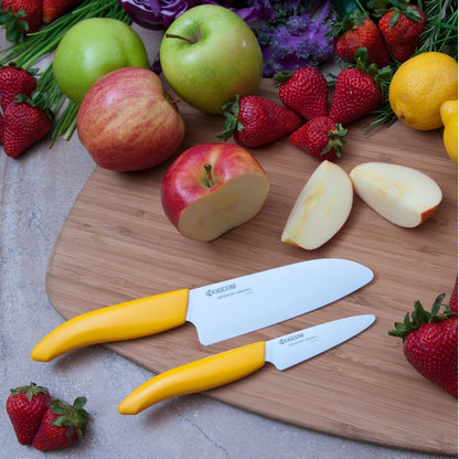 FK-3PC-SE Advanced ceramic Revolution Series Knife Set, Blade Sizes: 5.5", 4.5", 3", Pink, 3Piece | Revolution 3-Piece Ceramic Knife Set: 5.5" Santoku, 4.5" Utility, 3" Paring Knives – Ultra-Sharp Zirconia Blades