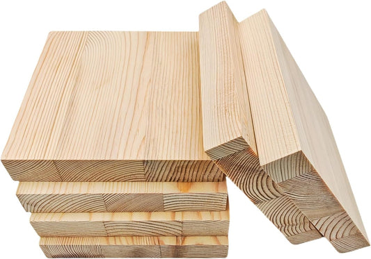 6PCS Unfinished Wood Square Blocks for Crafts, 6x6x1in Blank Wooden Squares Pine Wood Boards for Carving,DIY Wood Coasters,Painting & Burning