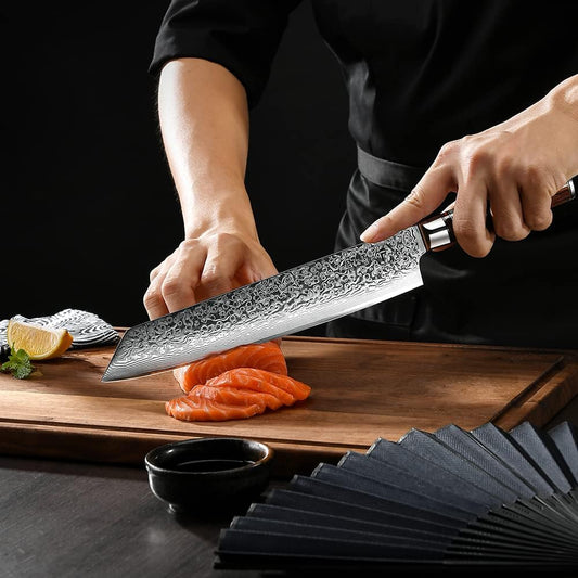 Fanteck 9.5" Kiritsuke Chef Knife,Kitchen Knife Damascus Pro Sharp VG10 High Carbon Stainless Steel 67-Layer Meat Sushi Fruit Cutting Chef Knife[Gift Box & Plastic Cover]Ergonomic Pakkawood Handle