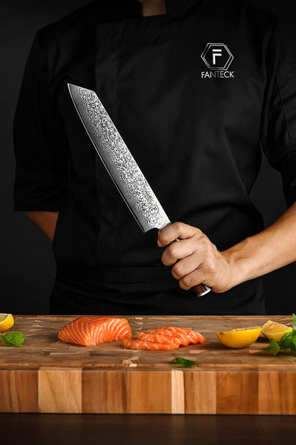 Fanteck 9.5" Kiritsuke Chef Knife,Kitchen Knife Damascus Pro Sharp VG10 High Carbon Stainless Steel 67-Layer Meat Sushi Fruit Cutting Chef Knife[Gift Box & Plastic Cover]Ergonomic Pakkawood Handle