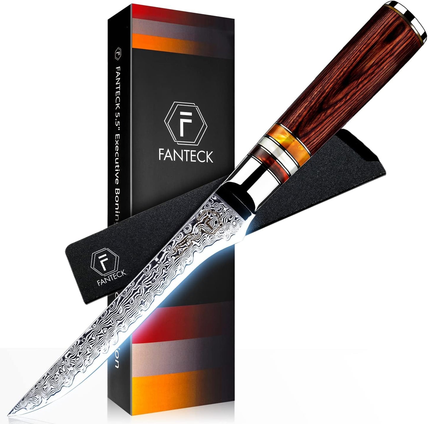 Fanteck 9.5" Kiritsuke Chef Knife,Kitchen Knife Damascus Pro Sharp VG10 High Carbon Stainless Steel 67-Layer Meat Sushi Fruit Cutting Chef Knife[Gift Box & Plastic Cover]Ergonomic Pakkawood Handle