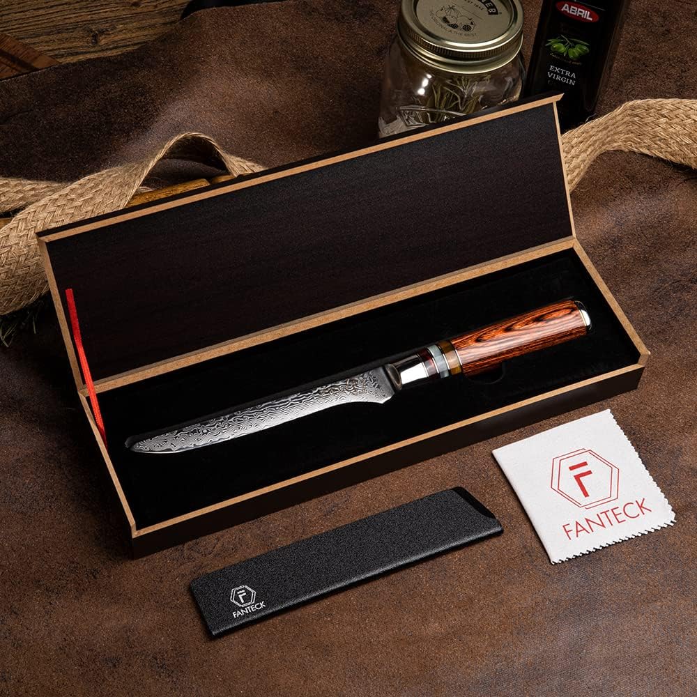 Fanteck 9.5" Kiritsuke Chef Knife,Kitchen Knife Damascus Pro Sharp VG10 High Carbon Stainless Steel 67-Layer Meat Sushi Fruit Cutting Chef Knife[Gift Box & Plastic Cover]Ergonomic Pakkawood Handle