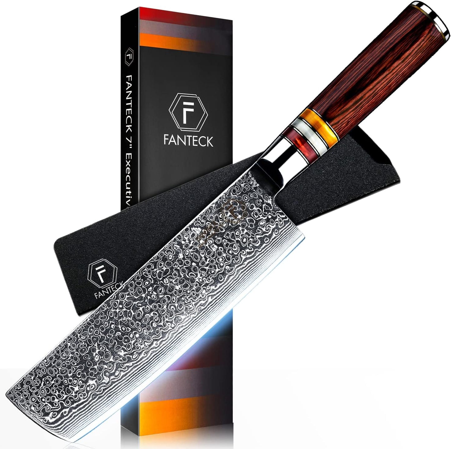 Fanteck 9.5" Kiritsuke Chef Knife,Kitchen Knife Damascus Pro Sharp VG10 High Carbon Stainless Steel 67-Layer Meat Sushi Fruit Cutting Chef Knife[Gift Box & Plastic Cover]Ergonomic Pakkawood Handle