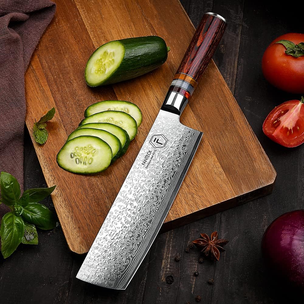 Fanteck 9.5" Kiritsuke Chef Knife,Kitchen Knife Damascus Pro Sharp VG10 High Carbon Stainless Steel 67-Layer Meat Sushi Fruit Cutting Chef Knife[Gift Box & Plastic Cover]Ergonomic Pakkawood Handle