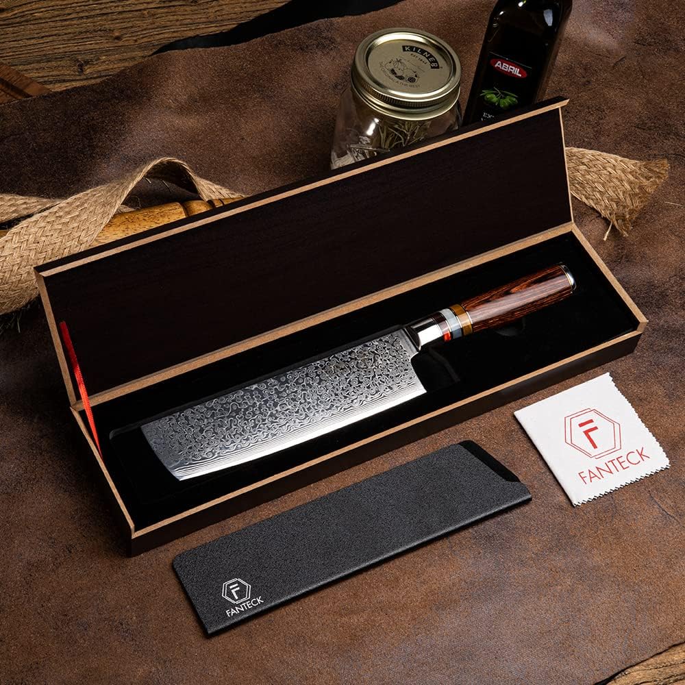 Fanteck 9.5" Kiritsuke Chef Knife,Kitchen Knife Damascus Pro Sharp VG10 High Carbon Stainless Steel 67-Layer Meat Sushi Fruit Cutting Chef Knife[Gift Box & Plastic Cover]Ergonomic Pakkawood Handle