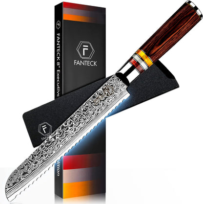 Fanteck 9.5" Kiritsuke Chef Knife,Kitchen Knife Damascus Pro Sharp VG10 High Carbon Stainless Steel 67-Layer Meat Sushi Fruit Cutting Chef Knife[Gift Box & Plastic Cover]Ergonomic Pakkawood Handle
