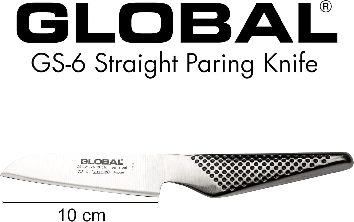 Global GS-6-4 inch, 10cm Straight Knife 4" Paring, 4", Stainless Steel