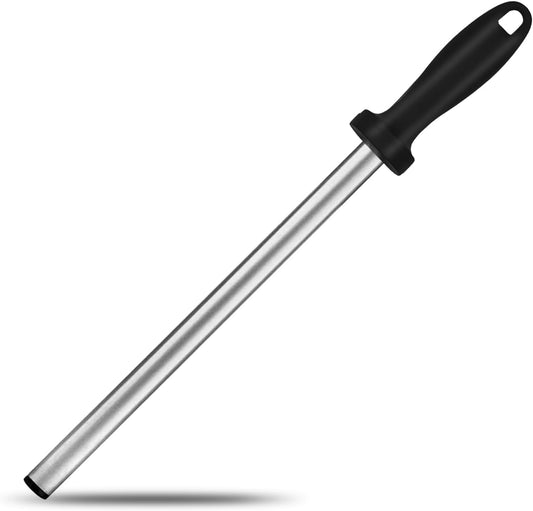 12 Inch Diamond Honing Steel,Professional Knife Sharpener Rod, Kitchen Knife Sharpening Rod & Tungsten Carbide Sharpener for Honing Knife Blades, Chef Knives, Pruning Shears, Garden Tools