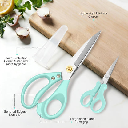 All Purpose Kitchen Scissors, Kitchen Shears Heavy Duty - Dishwasher Safe Food Scissors- Multipurpose Cooking Shears for Meat Poultry Food, Herbs, and Fish, Comfort Grip Handles, White