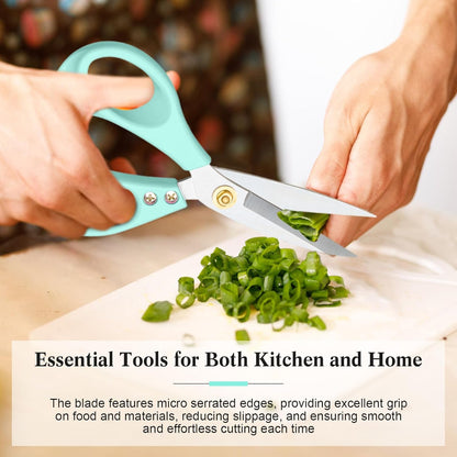 All Purpose Kitchen Scissors, Kitchen Shears Heavy Duty - Dishwasher Safe Food Scissors- Multipurpose Cooking Shears for Meat Poultry Food, Herbs, and Fish, Comfort Grip Handles, White