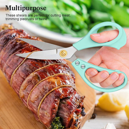All Purpose Kitchen Scissors, Kitchen Shears Heavy Duty - Dishwasher Safe Food Scissors- Multipurpose Cooking Shears for Meat Poultry Food, Herbs, and Fish, Comfort Grip Handles, White
