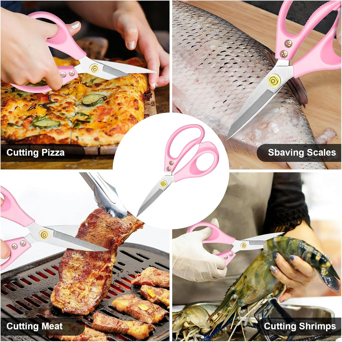 All Purpose Kitchen Scissors, Kitchen Shears Heavy Duty - Dishwasher Safe Food Scissors- Multipurpose Cooking Shears for Meat Poultry Food, Herbs, and Fish, Comfort Grip Handles, White