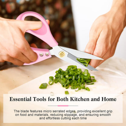 All Purpose Kitchen Scissors, Kitchen Shears Heavy Duty - Dishwasher Safe Food Scissors- Multipurpose Cooking Shears for Meat Poultry Food, Herbs, and Fish, Comfort Grip Handles, White