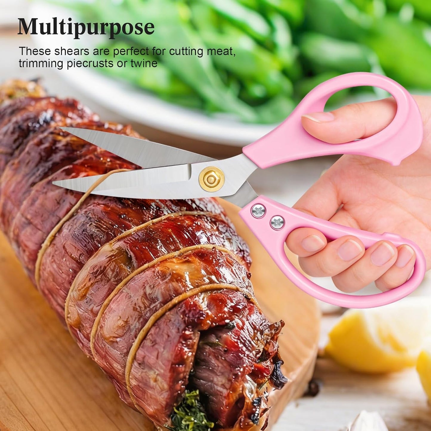 All Purpose Kitchen Scissors, Kitchen Shears Heavy Duty - Dishwasher Safe Food Scissors- Multipurpose Cooking Shears for Meat Poultry Food, Herbs, and Fish, Comfort Grip Handles, White