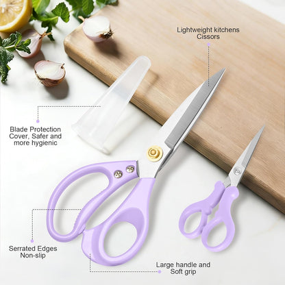 All Purpose Kitchen Scissors, Kitchen Shears Heavy Duty - Dishwasher Safe Food Scissors- Multipurpose Cooking Shears for Meat Poultry Food, Herbs, and Fish, Comfort Grip Handles, White