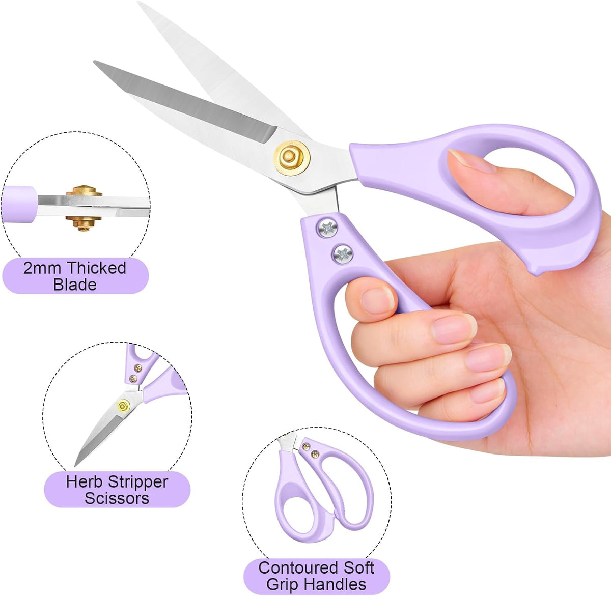 All Purpose Kitchen Scissors, Kitchen Shears Heavy Duty - Dishwasher Safe Food Scissors- Multipurpose Cooking Shears for Meat Poultry Food, Herbs, and Fish, Comfort Grip Handles, White
