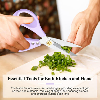 All Purpose Kitchen Scissors, Kitchen Shears Heavy Duty - Dishwasher Safe Food Scissors- Multipurpose Cooking Shears for Meat Poultry Food, Herbs, and Fish, Comfort Grip Handles, White