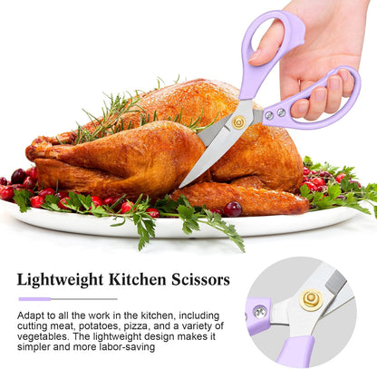 All Purpose Kitchen Scissors, Kitchen Shears Heavy Duty - Dishwasher Safe Food Scissors- Multipurpose Cooking Shears for Meat Poultry Food, Herbs, and Fish, Comfort Grip Handles, White