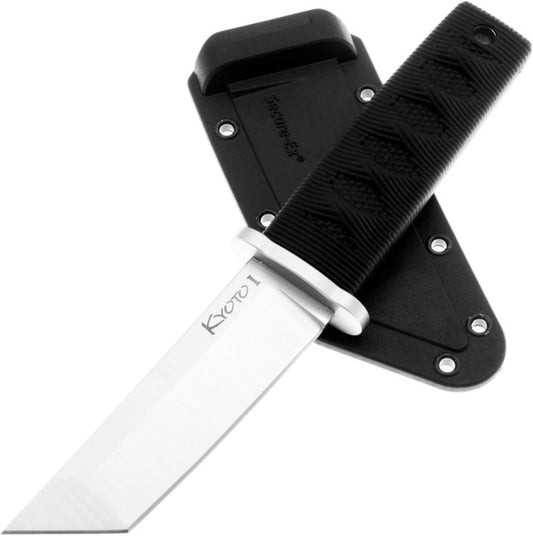 Cold Steel Kyoto 3.25" Durable Compact 8Cr13MoV Stainless Steel Fixed Blade Tanto Outdoor Hunting Utility Knife, 3 3/8" Textured Kray-Ex Handle, Sheath Included