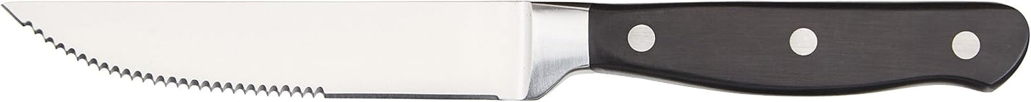 8-Piece Full Tang Stainless Steel Serrated Steak Knife Set, 4.5", Black