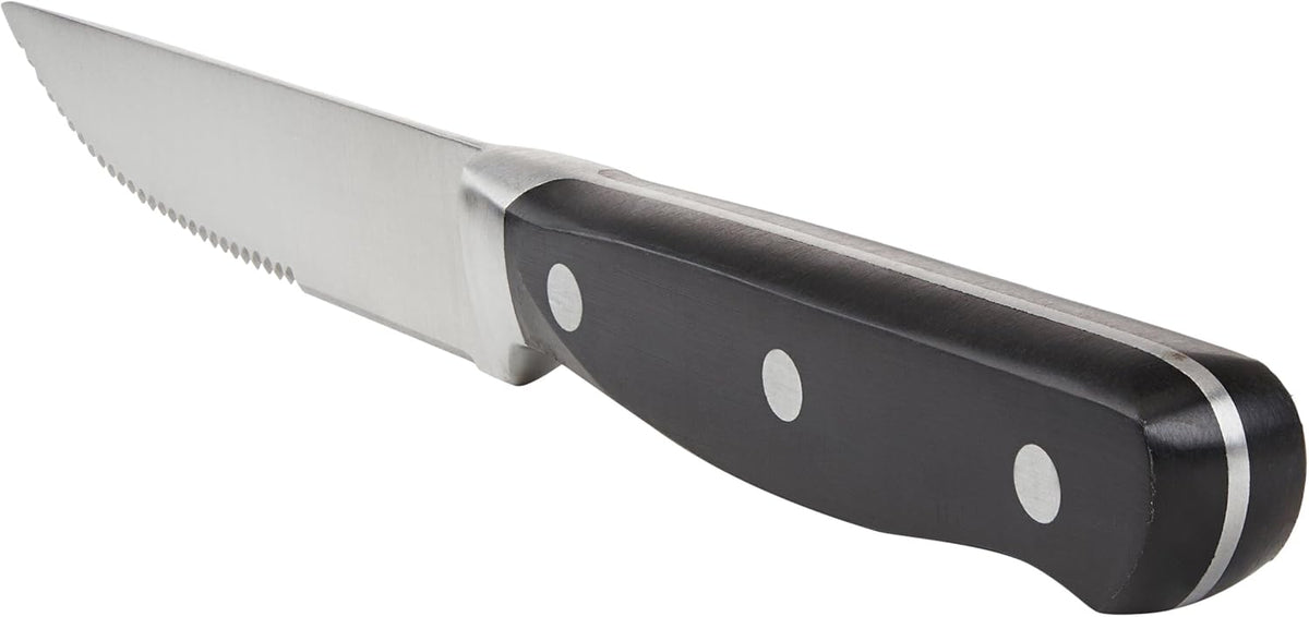 8-Piece Full Tang Stainless Steel Serrated Steak Knife Set, 4.5", Black